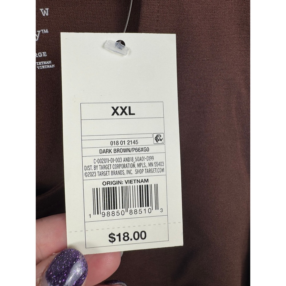 A New Day Dark Brown Button Down Vest XXL Scoop Neck Sleeveless Top P66XG0 - Picture 3 of 5